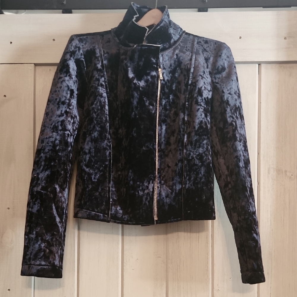 Kamika NWT Crushed Velvet Moto Jacket